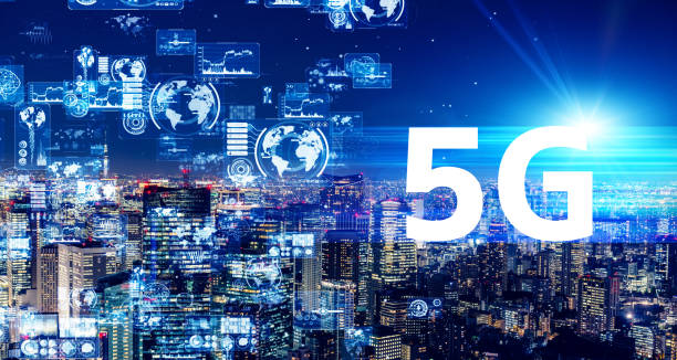 5G (5th generation) communication technology concept. Smart city. Telecommunication