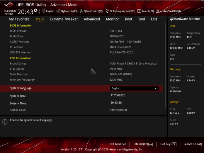 BIOS UI Settings