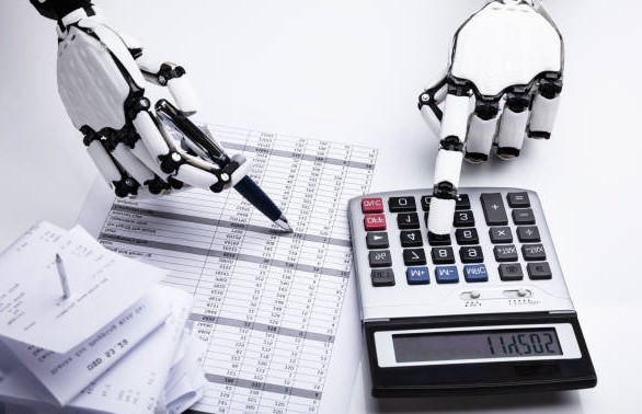 Artificial Intelligence Working on a Financial Report Concept