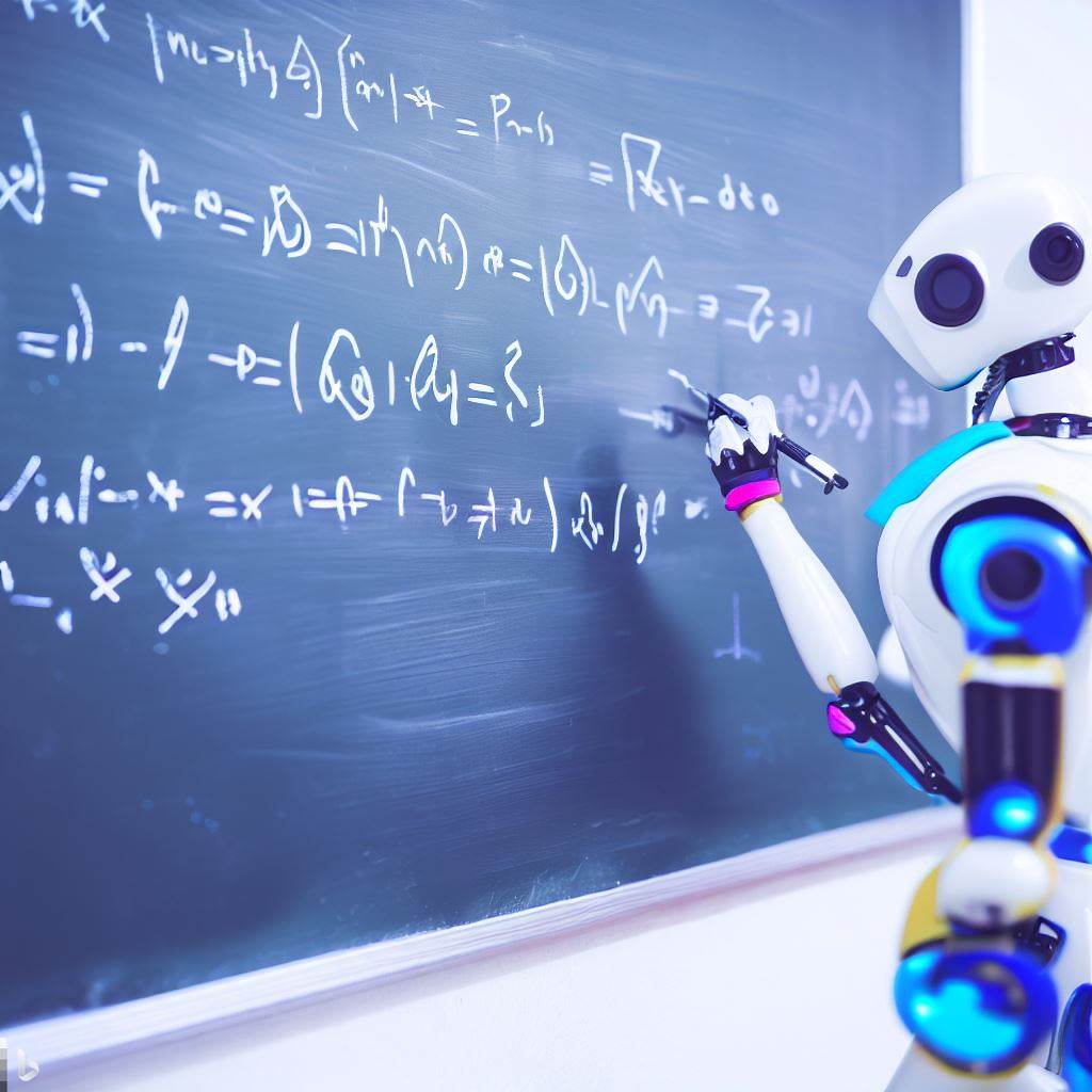 An AI is Writing on a Board, Concept of AI Education