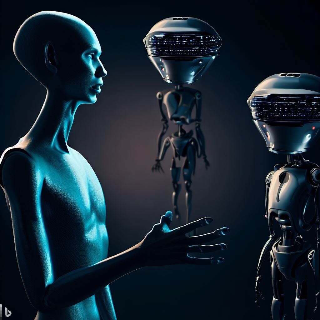 An Image of Alien and AI Communicating