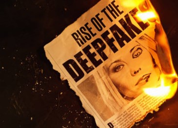 An Image of a Poster Burning with text of "Rise of the Deepfakes"