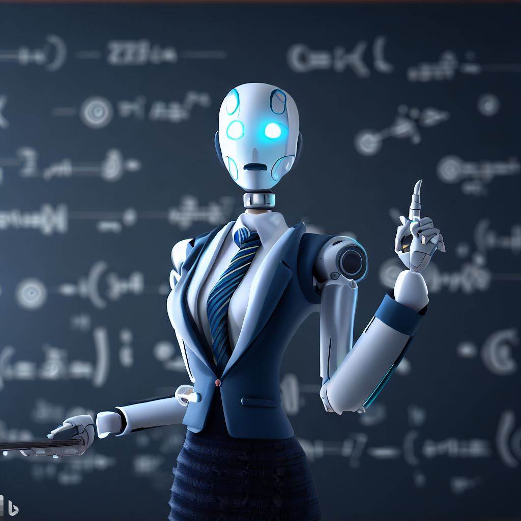 An AI Teacher Teaching at school concept