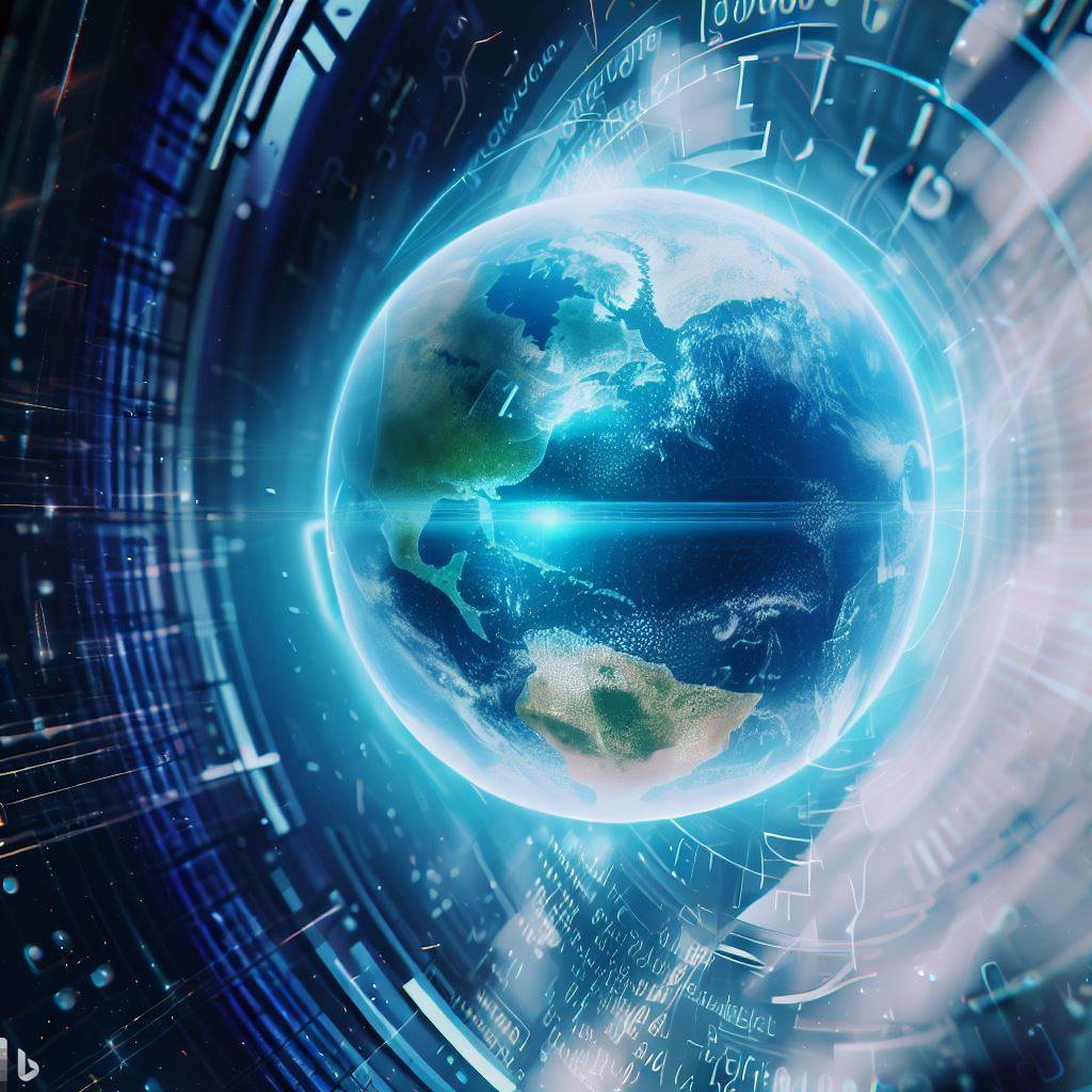 An Image of Earth going full Digital concept