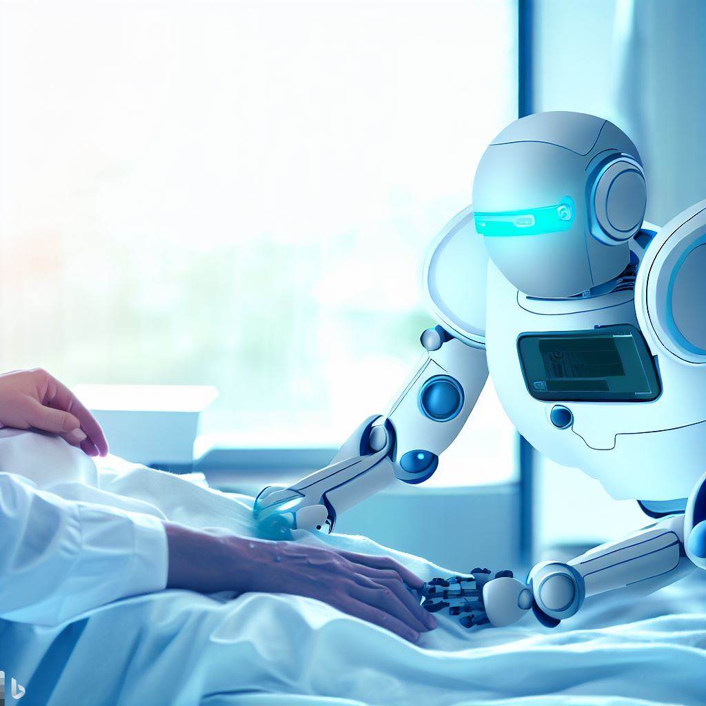 An AI Robot is taking care of a Patient