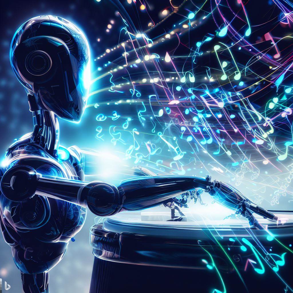 An AI is doin Music, this is an AI Image Generated by Bing Image Creator