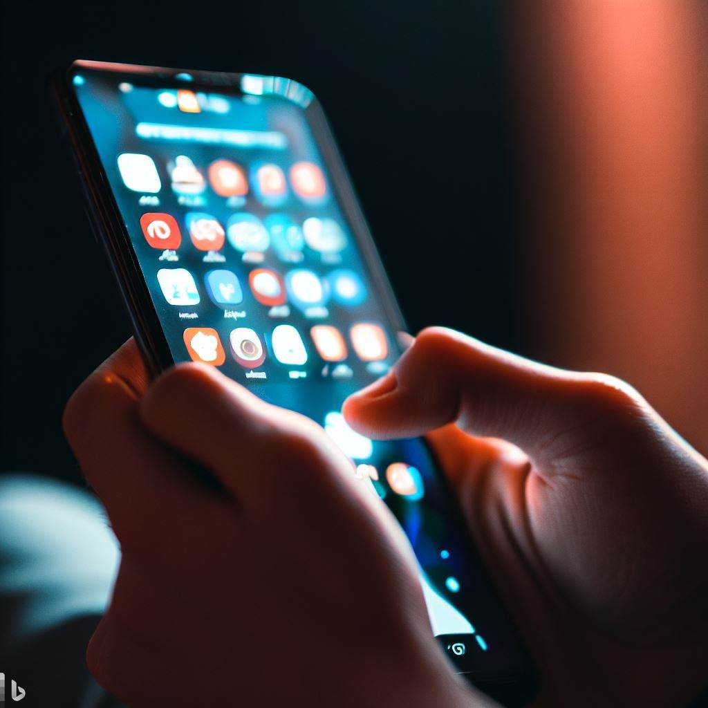 A Person using his Smartphone with different Apps on screen