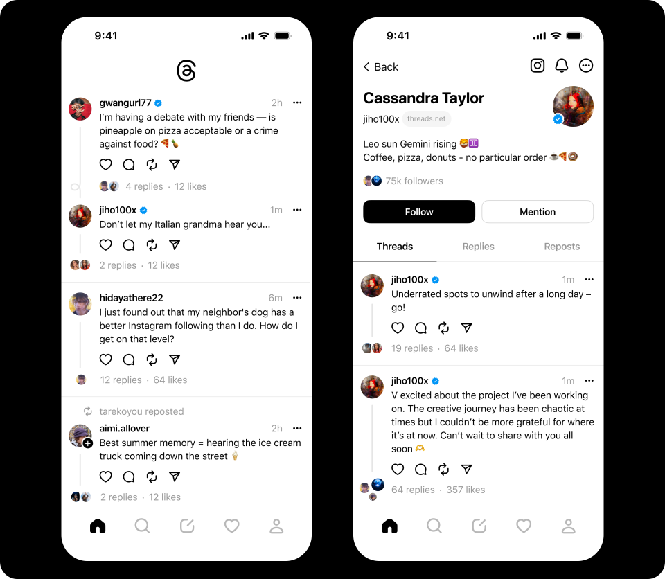 Threads Social Media App User Interface