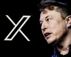 Photo of Elon Musk and Twitter X new Logo