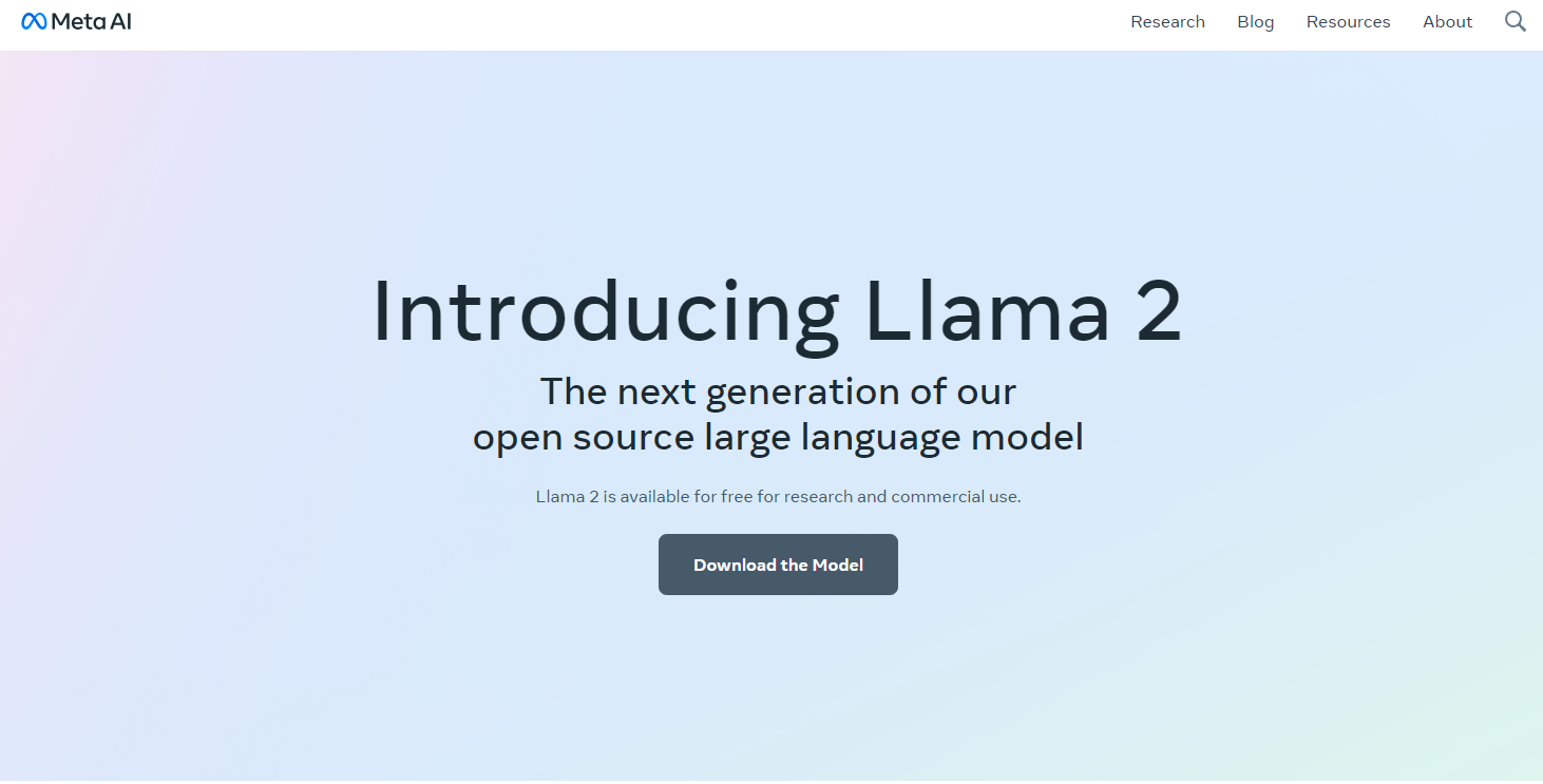 Meta AI Llama 2 Website