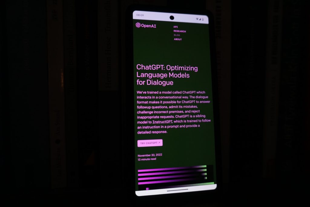 Open AI's ChatGPT Website on a Smartphone