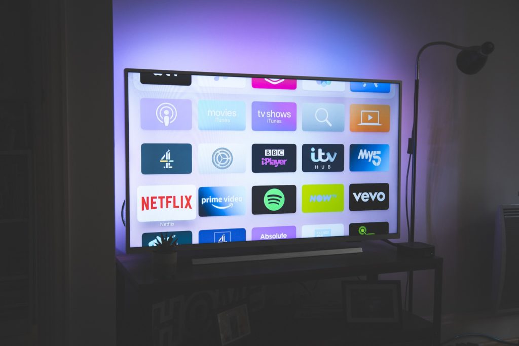 A Smart TV with a list of Streaming Services