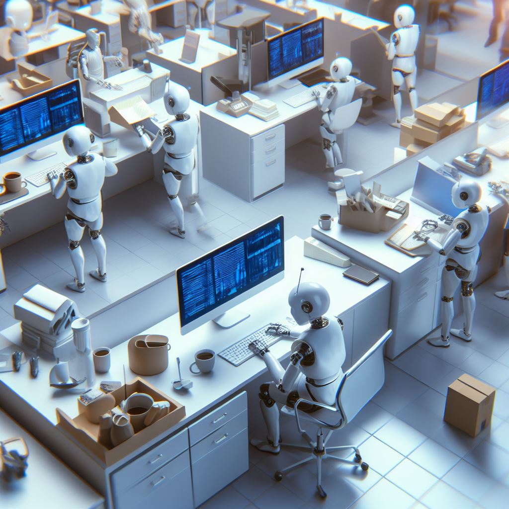 Concept Image of AI Robot doing Office Works