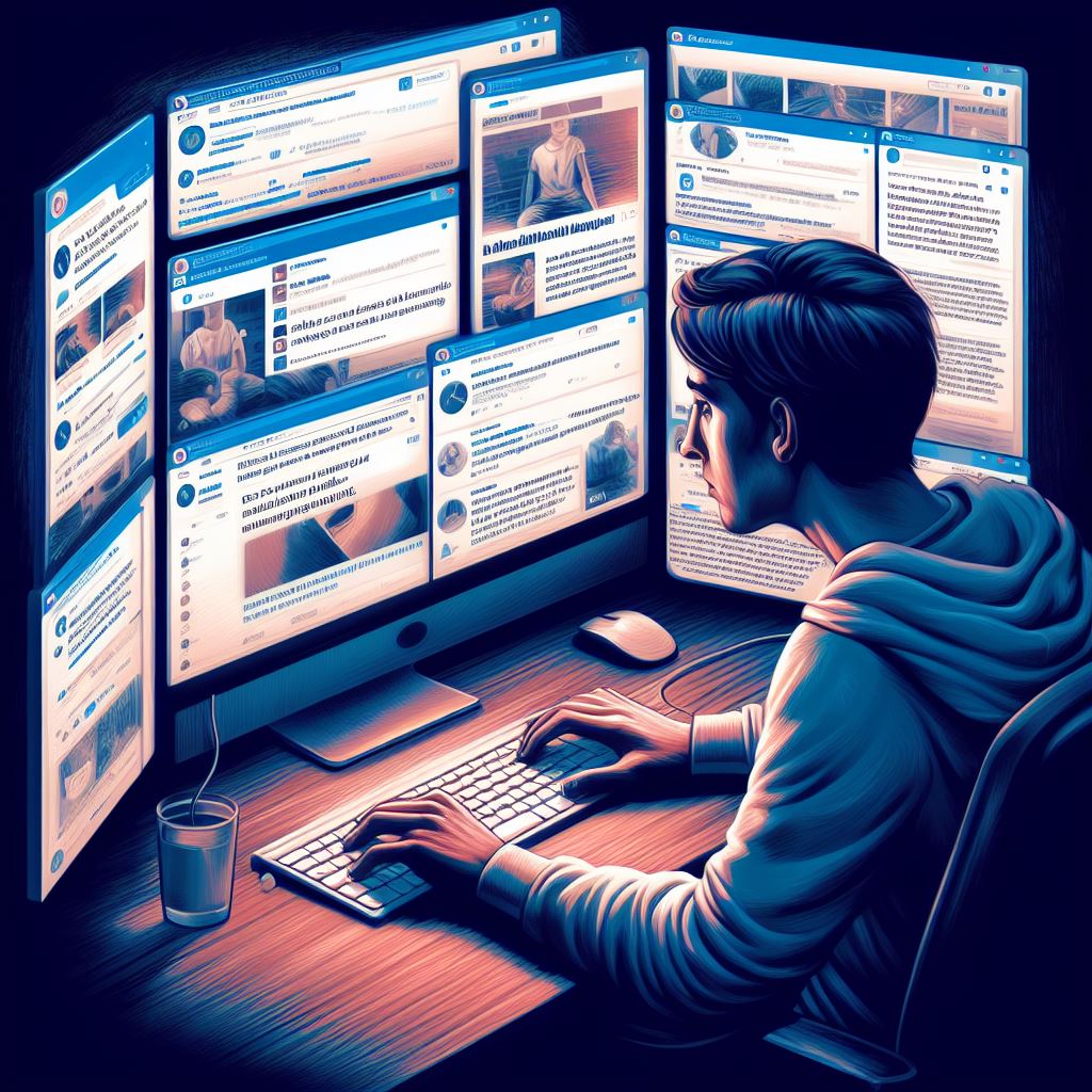 A Person in front of his Computer Spreading Disinformation