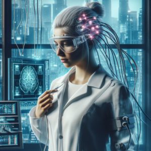 Concept of a Person with a Neuralink, Concept Image only