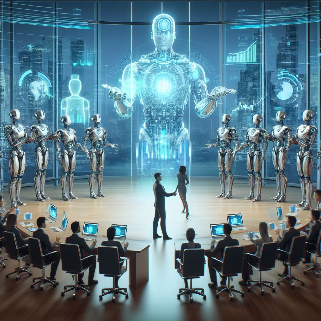 Image of Concept of Robots and Humans Meeting