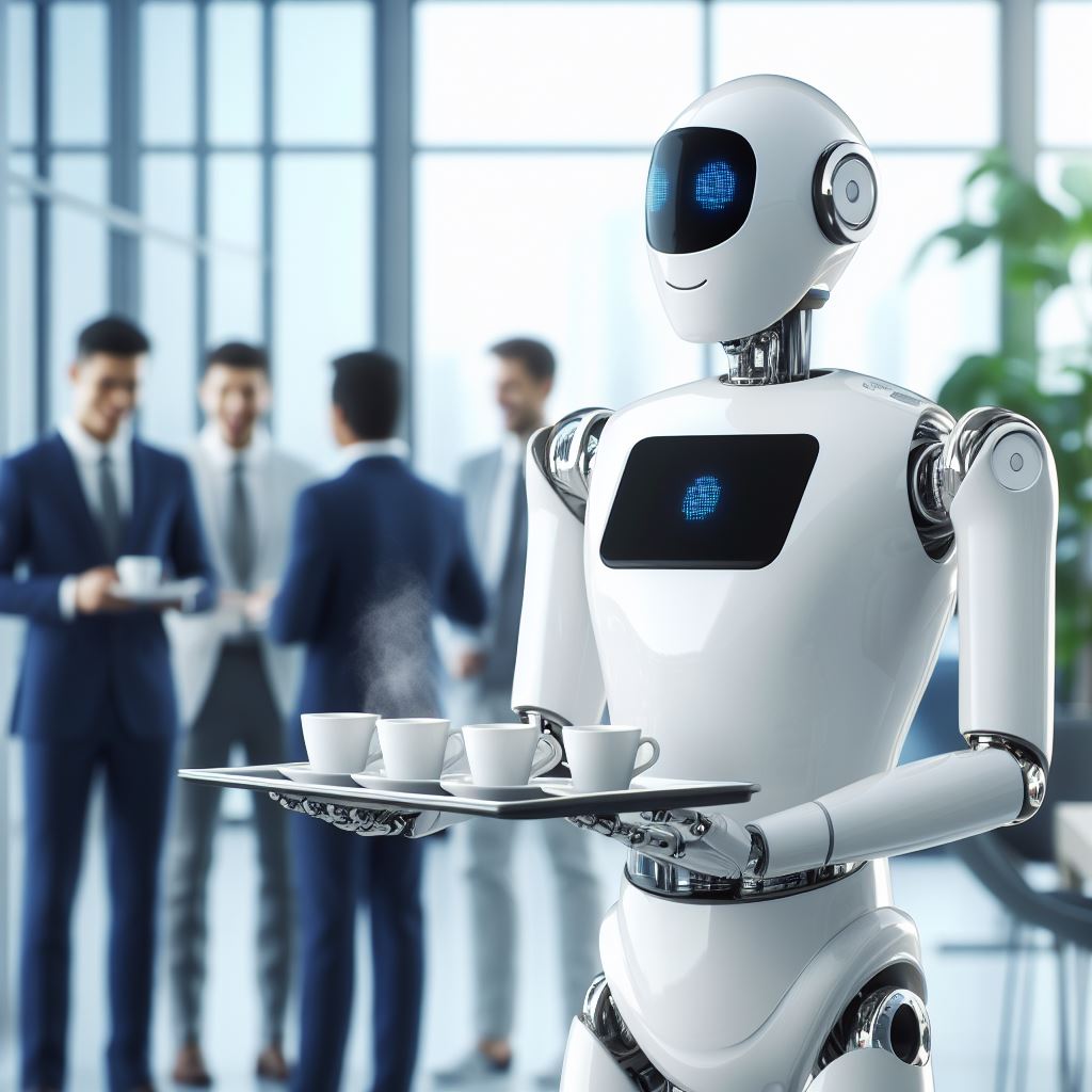 Image Concept of AI Robot helping in Office