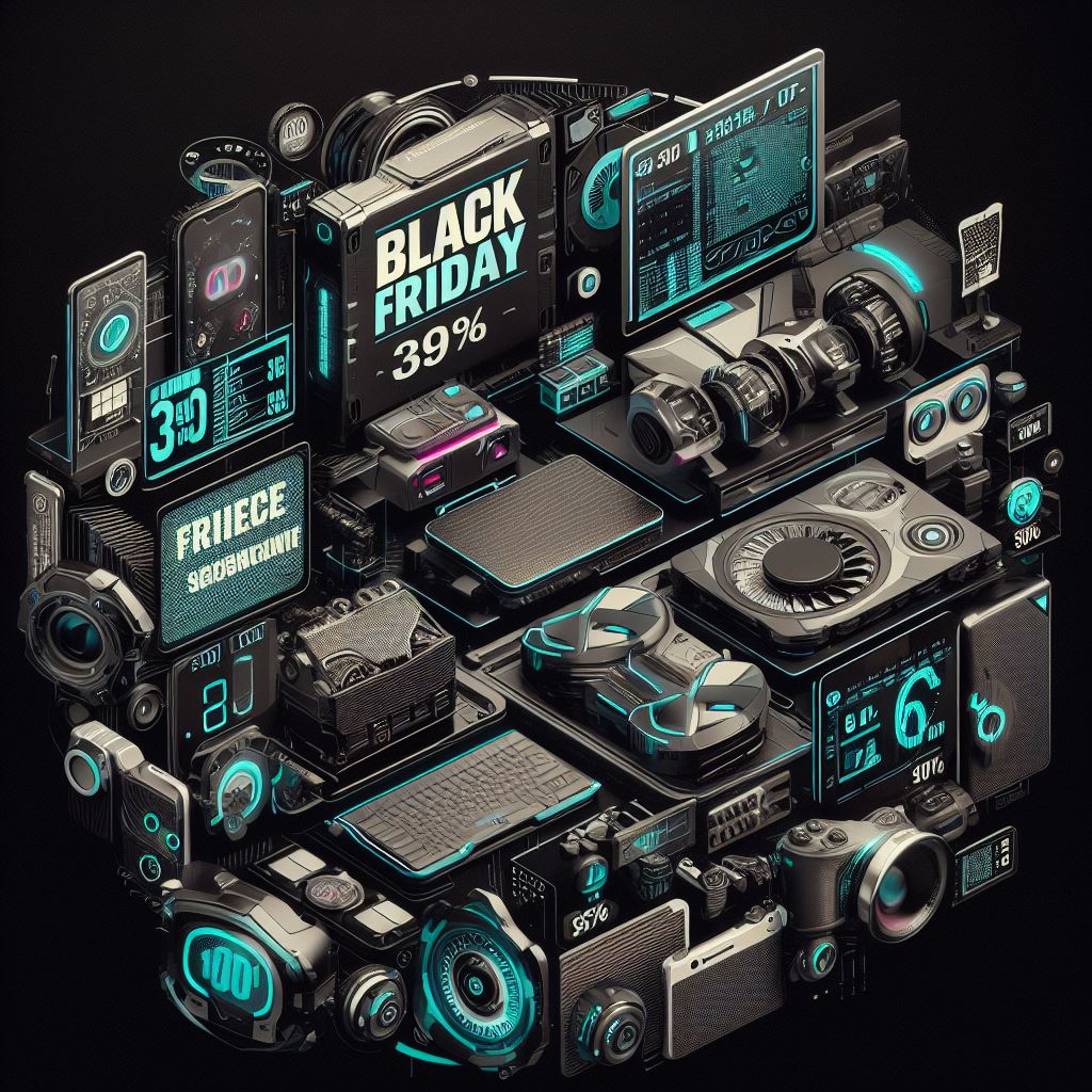 Image Concept of Black Friday Tech by Bing Image Creator