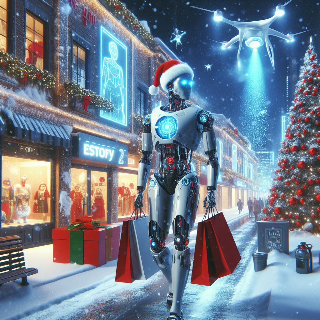 Image Concept of an AI Robot doing Shopping