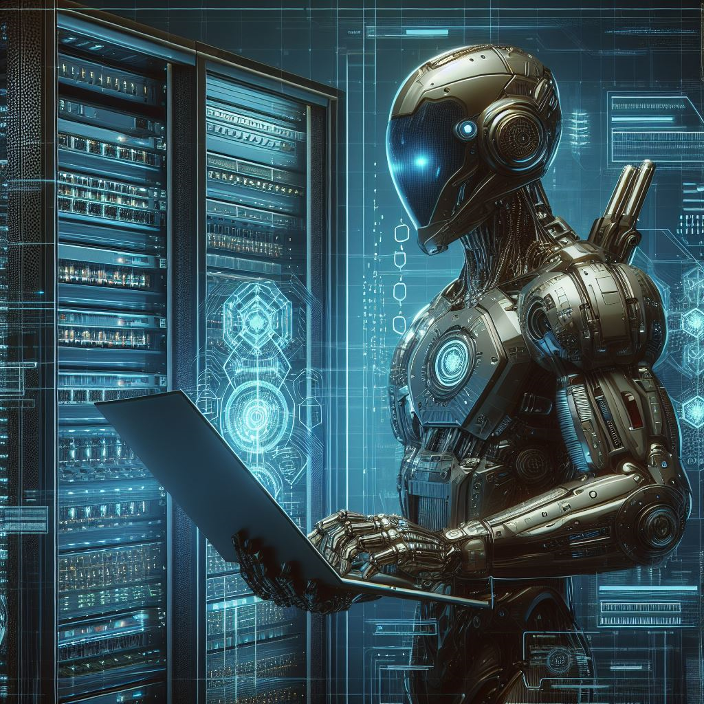 Image Concept of an AI Robot in Cybersecurity