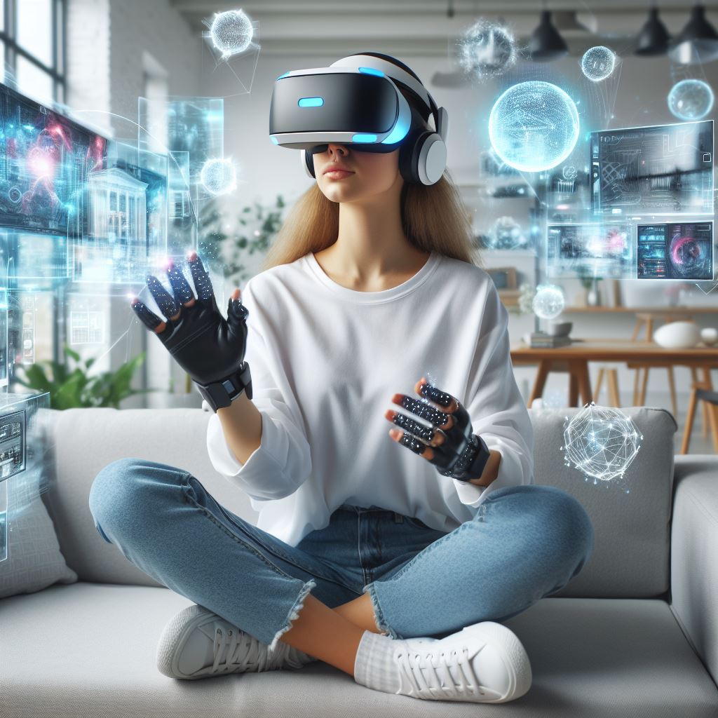 A Woman wearing a Virtual Reality Headset
